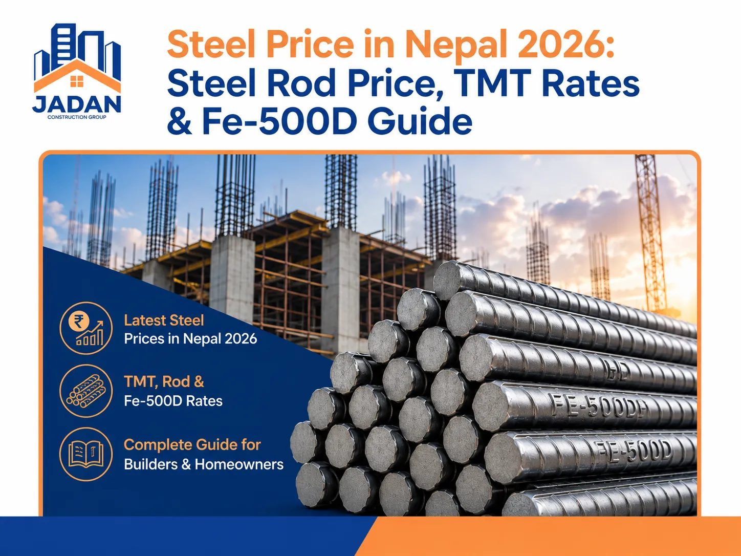 High Quality Fe-500D TMT Steel Rods for Construction