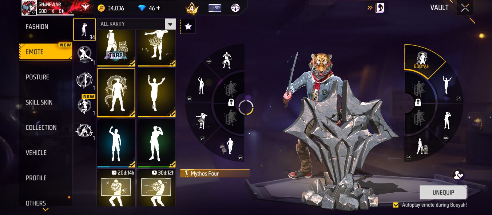 Free Fire MAX Account Level 62 - High Likes & Evo Skins