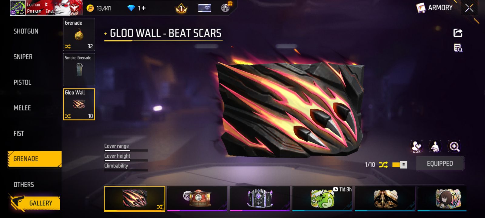 Free Fire Account Level 62 - High Likes & Rare Outfits