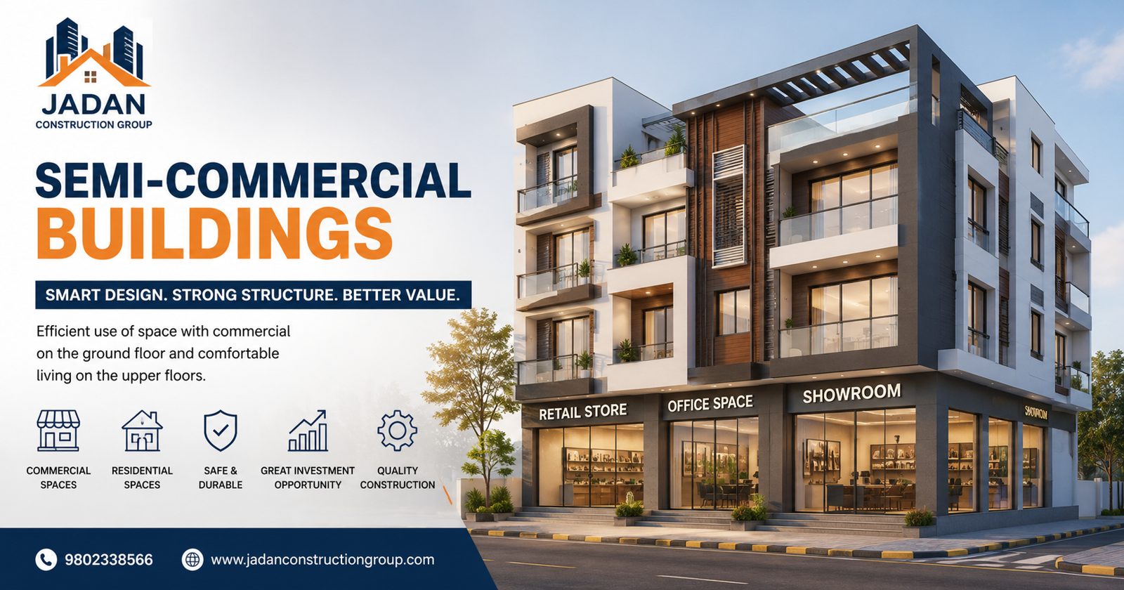 Modern Semi-Commercial Building by Jadan Construction Group