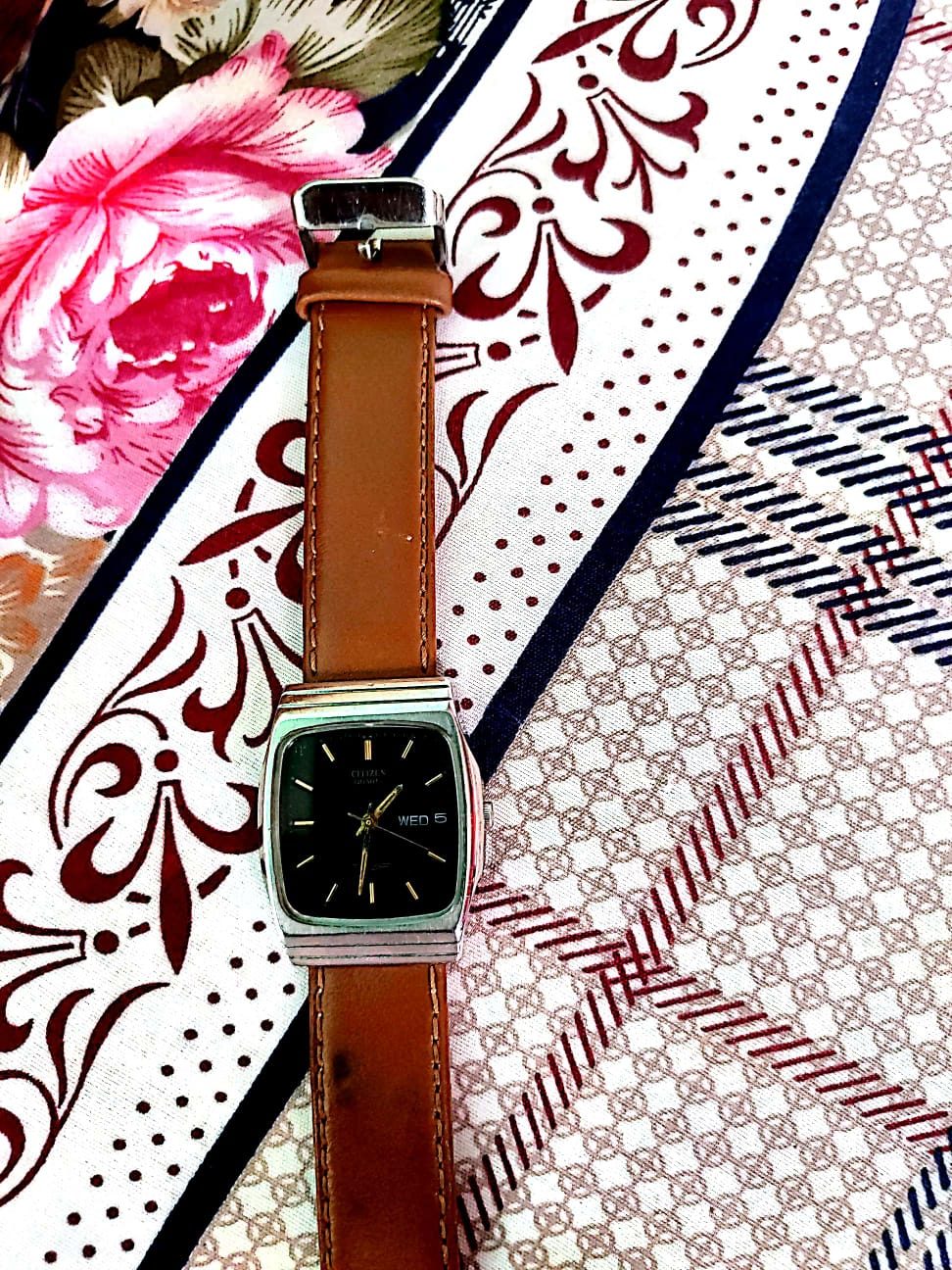 Citizen Quartz Day-Date Watch (Green Dial) - Vintage