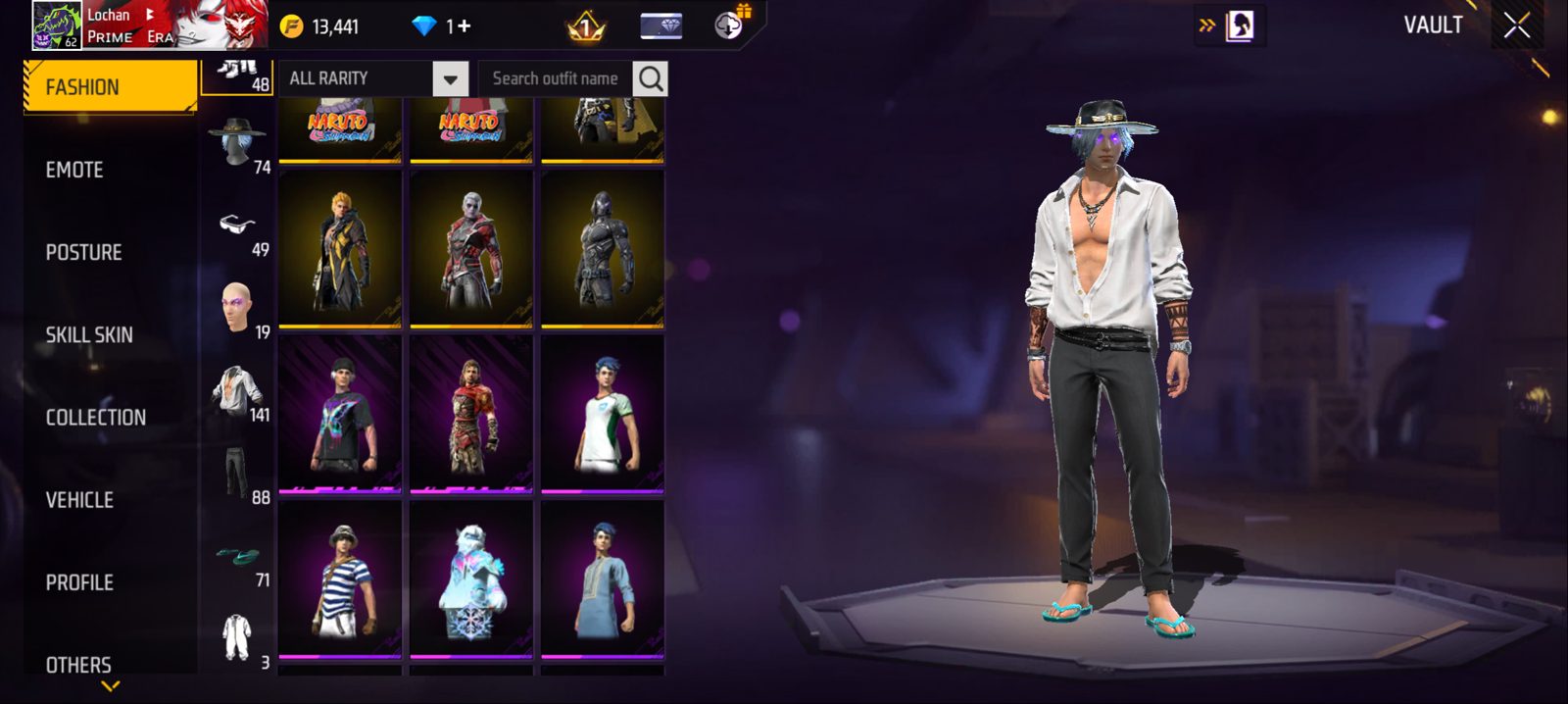 Free Fire Account Level 62 - High Likes & Rare Outfits