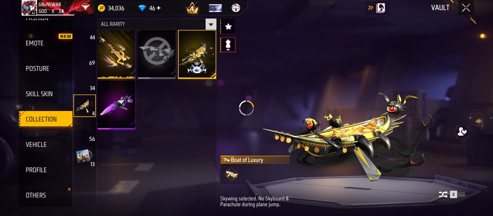 Free Fire MAX Account Level 62 - High Likes & Evo Skins