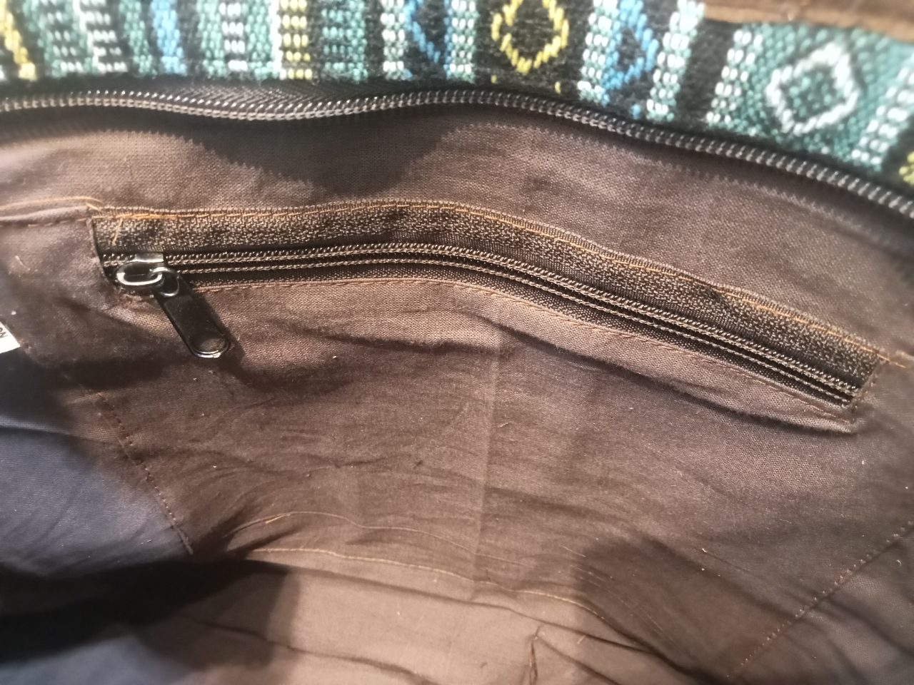 Ethnic Patchwork Fabric Tote Bag with Leather Straps