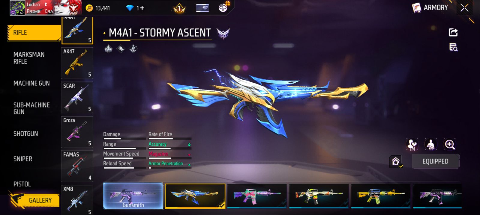 Free Fire Account Level 62 - High Likes & Rare Outfits