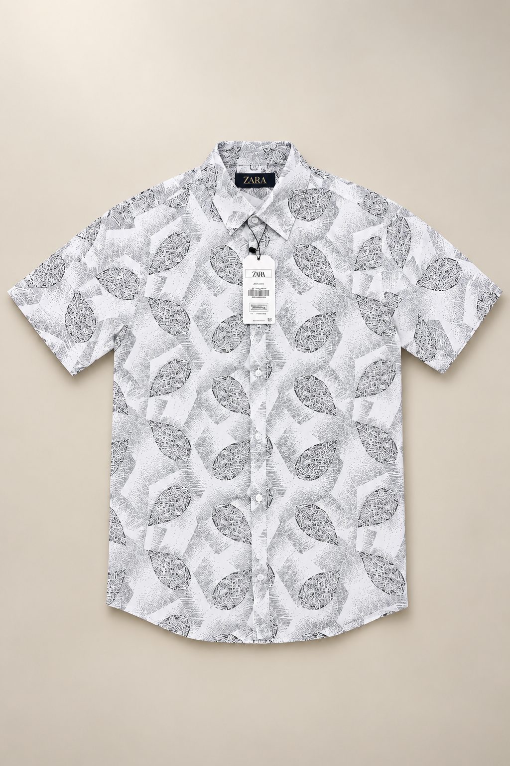 Brand New Zara Men's Short Sleeve Printed Shirt with Tags