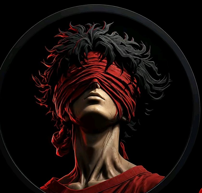 Anime Blindfolded Hero Round Canvas Wall Art Print