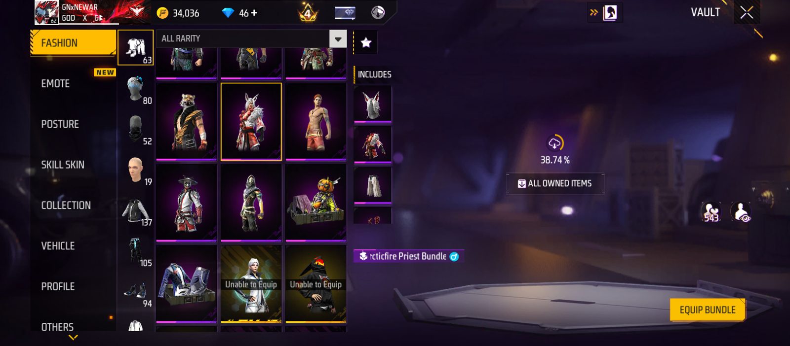 Free Fire MAX Account Level 62 - High Likes & Evo Skins