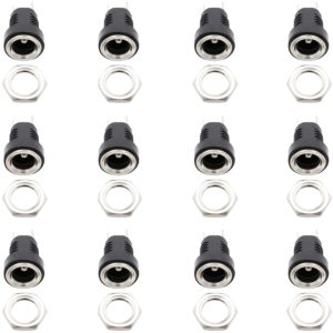 2 Pins DC Power Jack Female Panel Mounting Connector Socket (12 pcs)